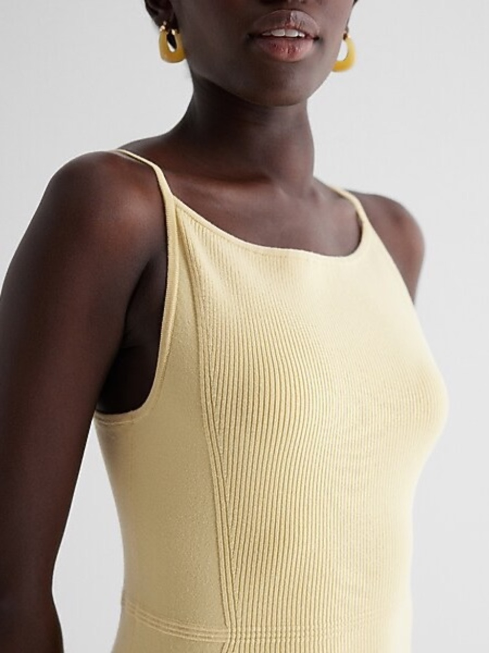 Express Ribbed High Square Neck Midi Sweater Dress - Picture 2 of 16